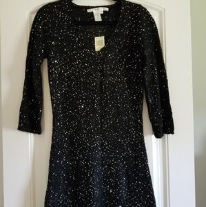 Black sweater dress with sequins